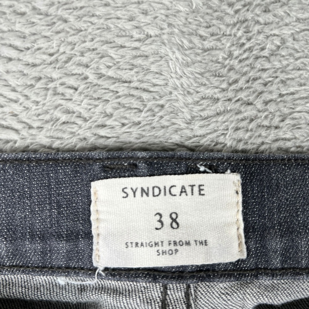 Syndicate Core Jeans Mens 38x33 Gray Straight Leg Denim Streetwear Minimal - Picture 6 of 13